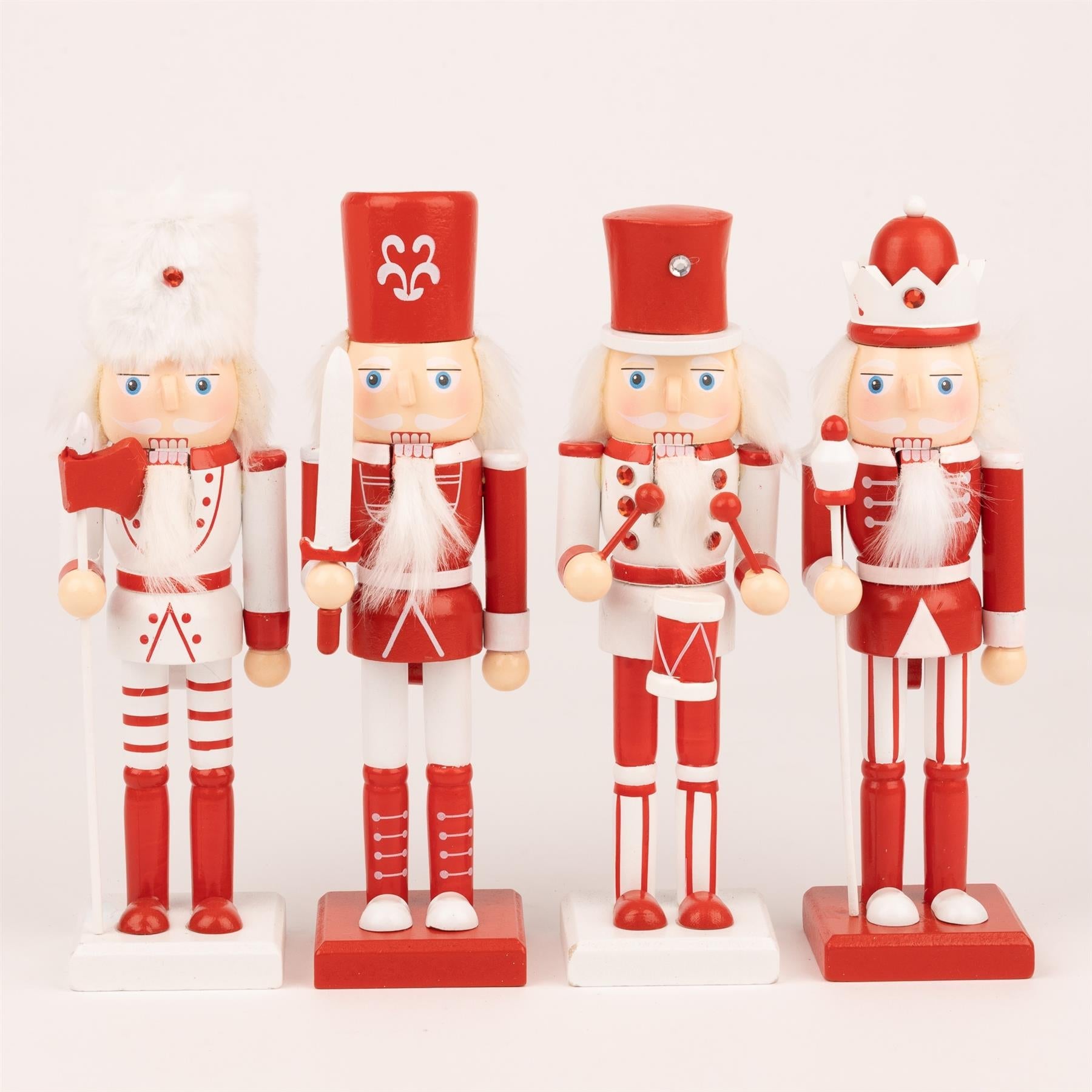 4pcs Nutcrackers Christmas Wooden Ornaments Figurines 25cm Xmas Home Decoration