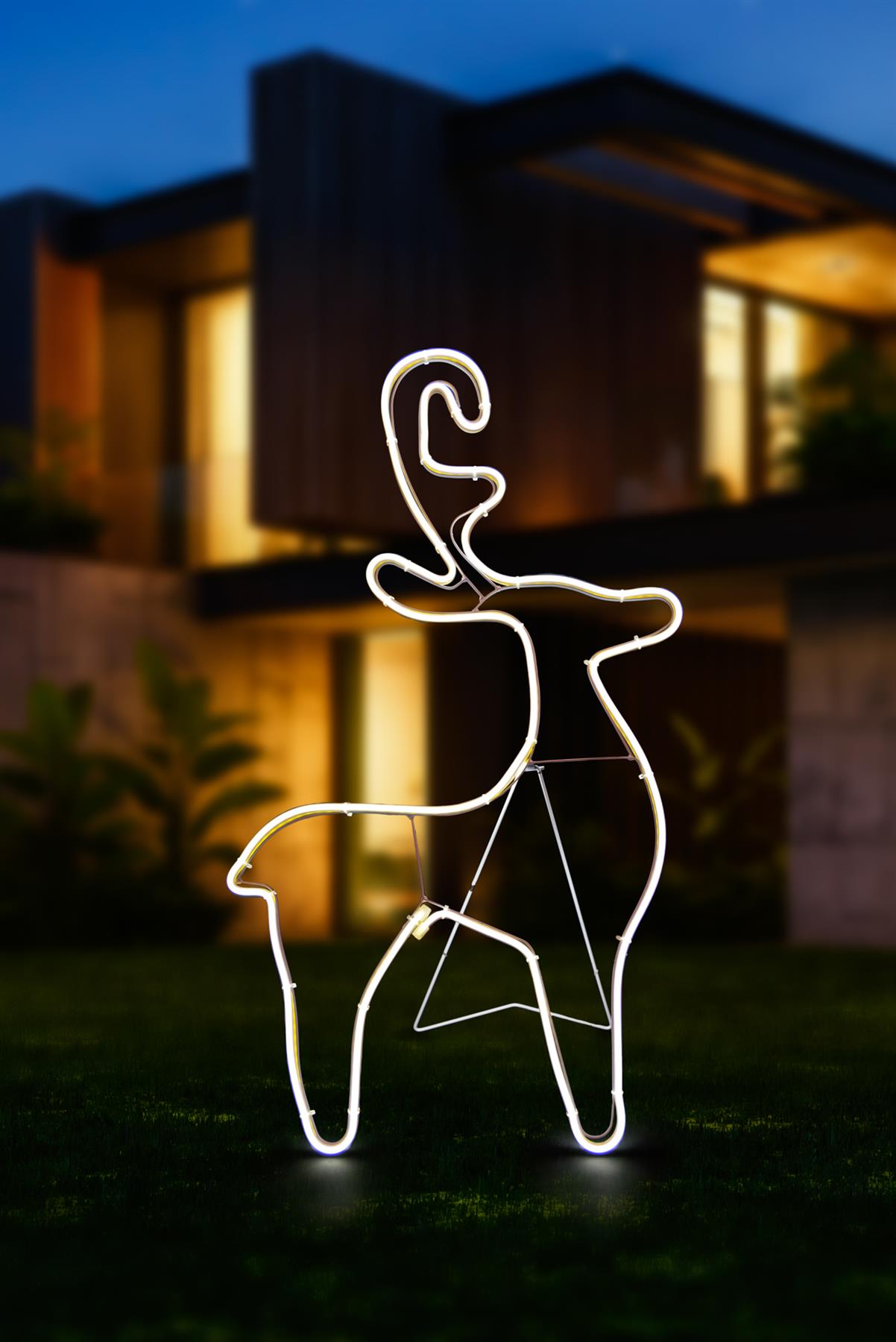 Neon Rope Light Silhouette Christmas Reindeer Calf Outdoor Wall Garden Decor UK