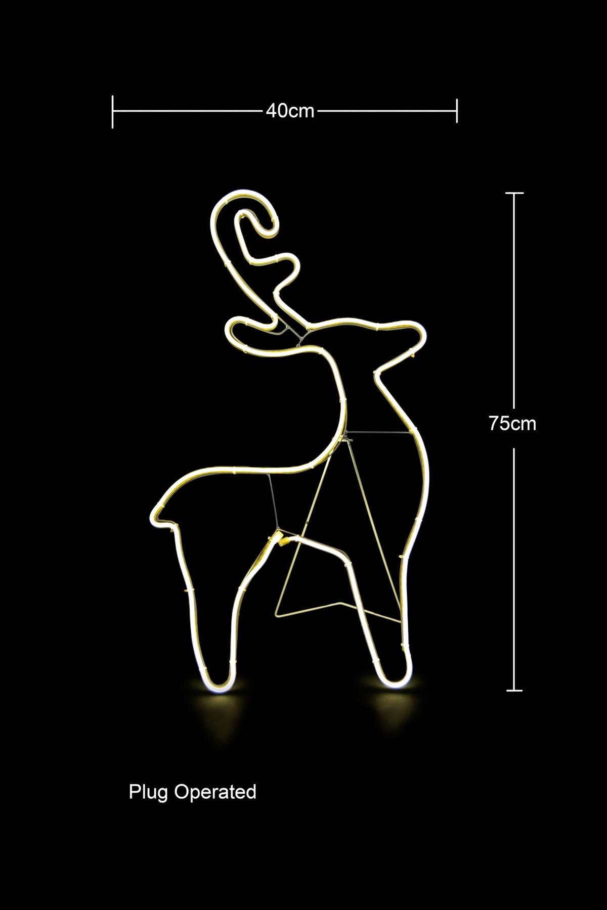 Neon Rope Light Silhouette Christmas Reindeer Calf Outdoor Wall Garden Decor UK