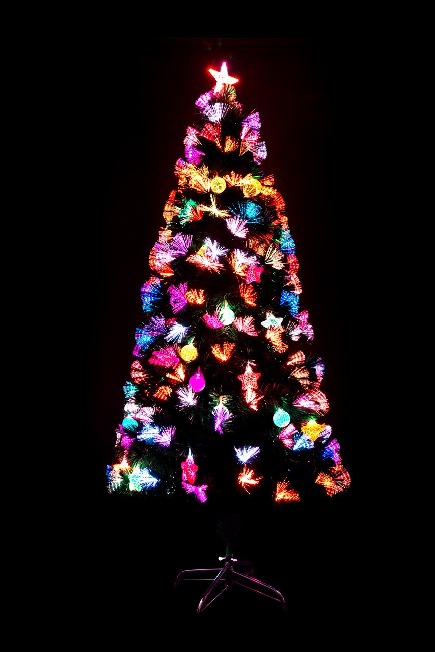 Pre Lit Christmas Tree Fiber Optic Pine LED Bauble Star Xmas Home Decoration 5FT