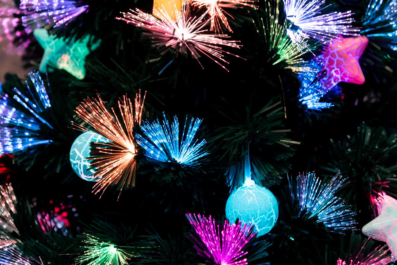 Pre Lit Christmas Tree Fiber Optic Pine LED Bauble Star Xmas Home Decoration 5FT