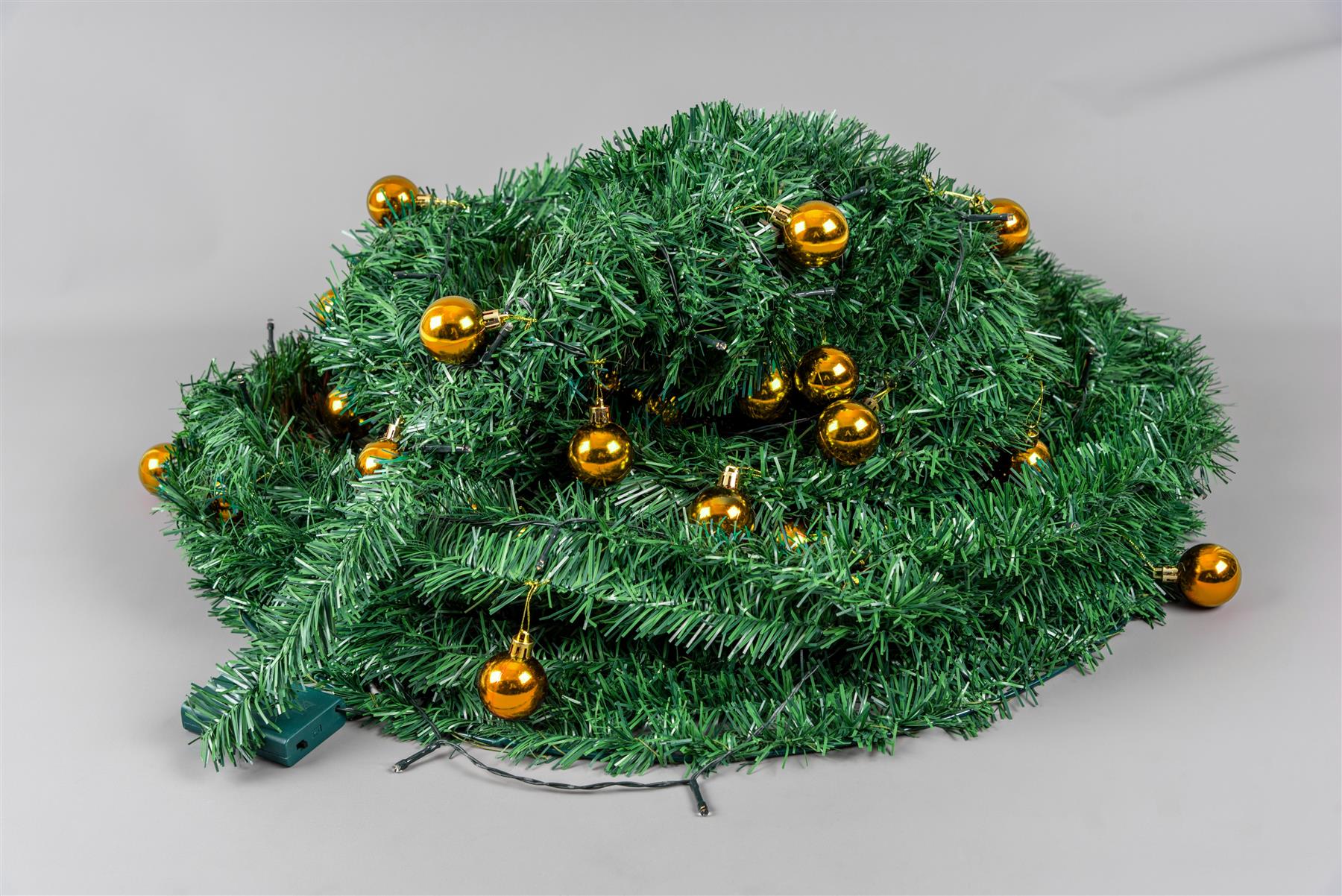 6FT Pop Up Christmas Tree Pre Lit Battery Operated LED Gold Baubles Xmas Decor