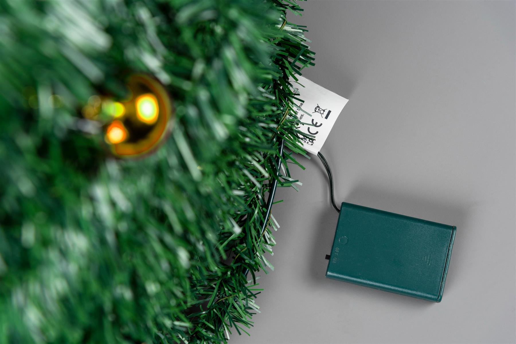 6FT Pop Up Christmas Tree Pre Lit Battery Operated LED Gold Baubles Xmas Decor