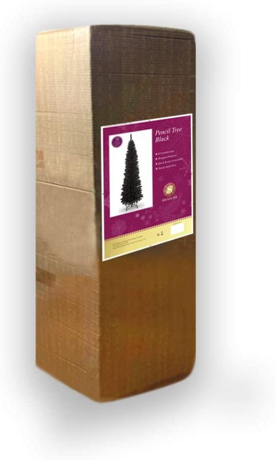 Christmas Tree Black Slim Pencil Artificial Bushy Pine XMAS Home Decoration 7FT