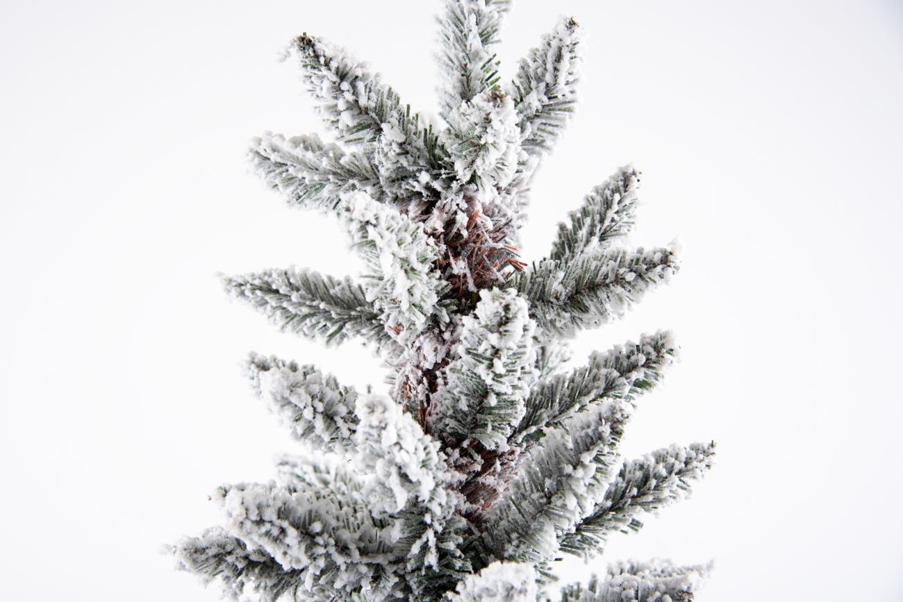 Snow Covered Slim Christmas Tree Pencil Artificial Bushy Pine XMAS HomeDecor 5FT