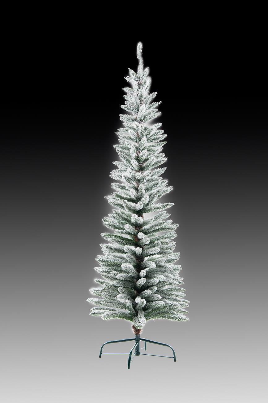 Snow Covered Slim Christmas Tree Pencil Artificial Bushy Pine XMAS HomeDecor 5FT