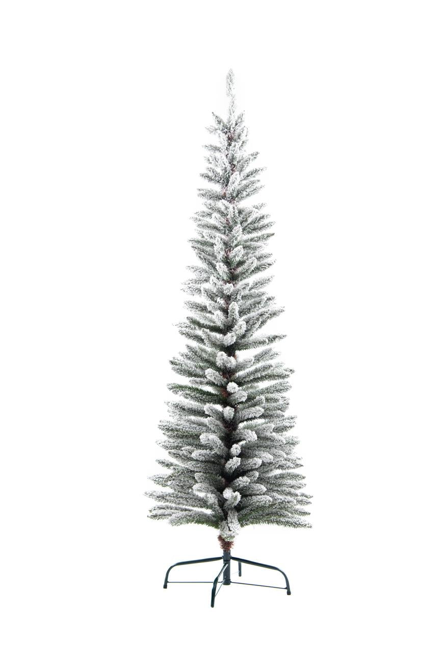 Snow Covered Slim Christmas Tree Pencil Artificial Bushy Pine XMAS HomeDecor 6FT