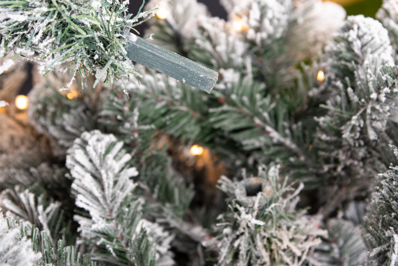 Christmas Tree Pre Lit Flocked Snow Covered Luxury Hinged Xmas Home Decor 6FT