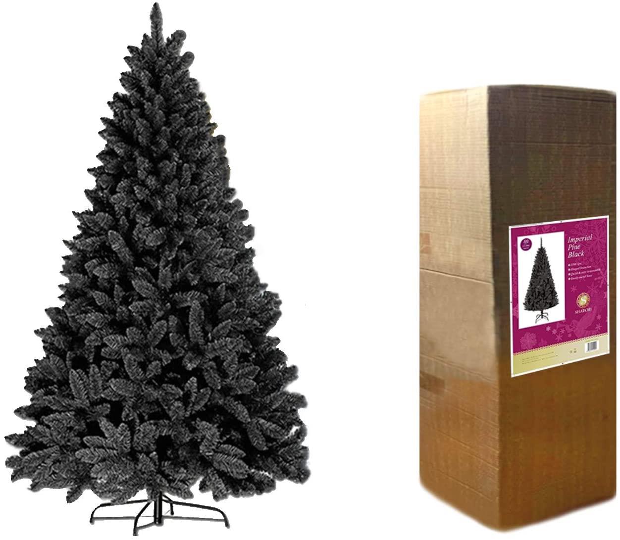 Black Christmas Tree Artificial Pine Bushy Outdoor Xmas Home Decoration 5FEET UK