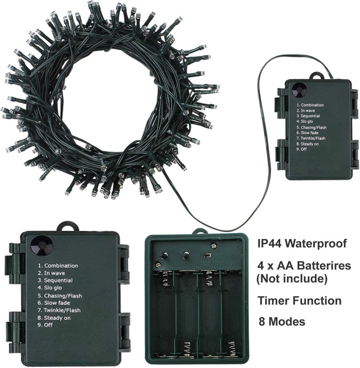 Shatchi 51013-OUTDOOR-LIGHTS-50-MC-1CS 50 LEDs Battery Operated Fairy Lights Waterproof Indoor and Outdoor Decoration / 8 Changing Modes/Timer/Christmas Wedding Party Birthday-Multi Coloured, White