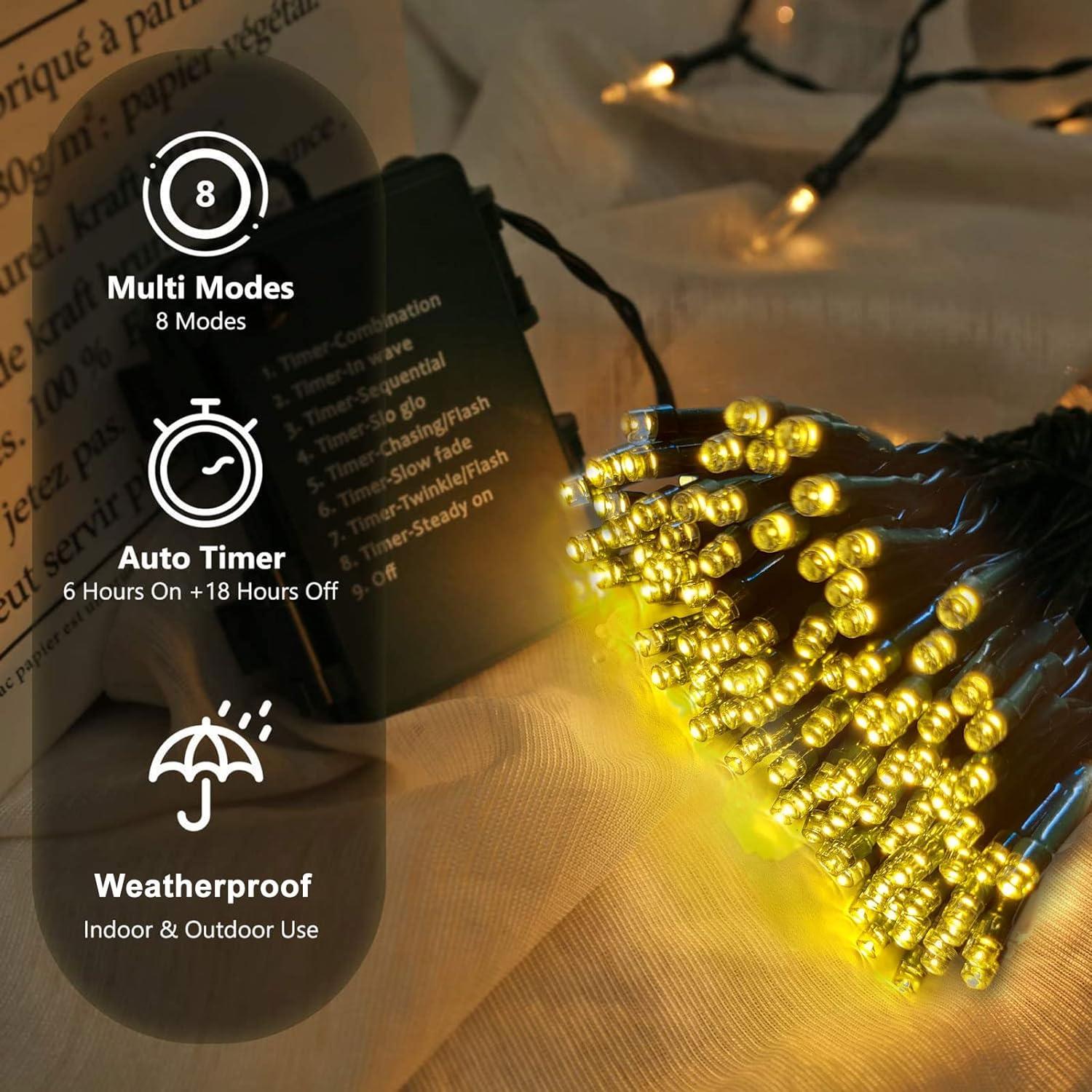 Shatchi 51013-OUTDOOR-LIGHTS-50-MC-1CS 50 LEDs Battery Operated Fairy Lights Waterproof Indoor and Outdoor Decoration / 8 Changing Modes/Timer/Christmas Wedding Party Birthday-Multi Coloured, White