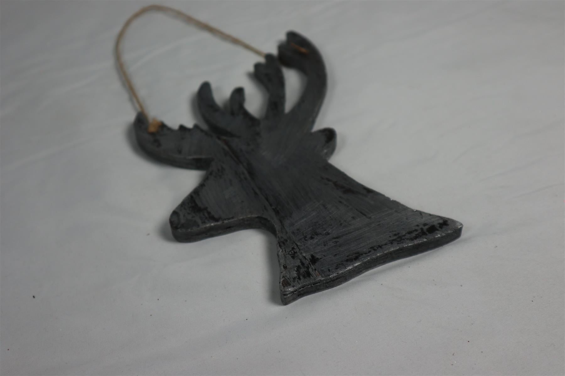 Hanging Wooden Silver Side Head Deer Christmas Wall Decoration Party Showpiece