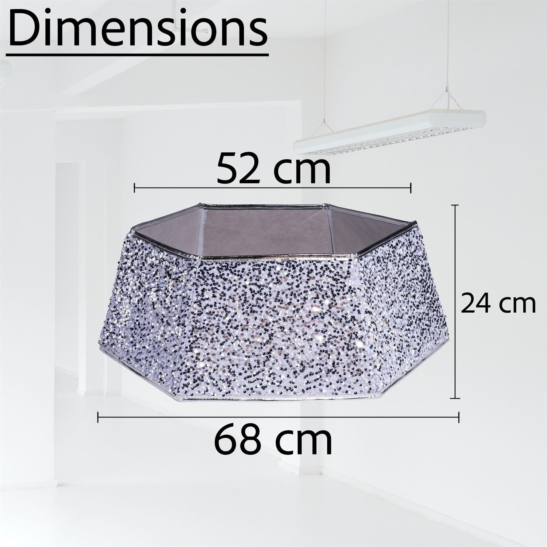 Christmas Tree Collar Foldable Stand Cover Silver Sequin Skirt Tree Decor 26.8''