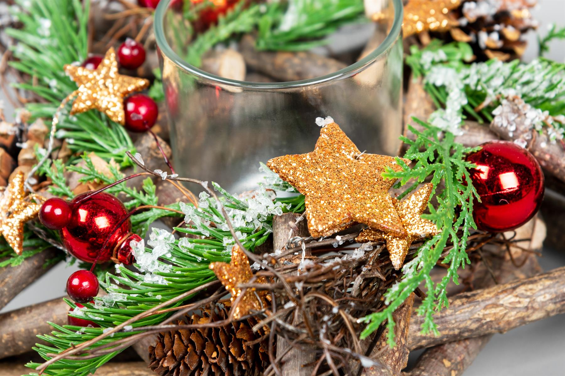 22cm Candle Holder Wooden Twig Star Christmas Tabletop Tealight Xmas Home Decor