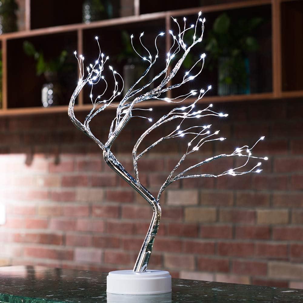 Christmas Bonsai Twig Tree Birch 108 LED Light Tabletop Lamp B/O Xmas Decor 50cm