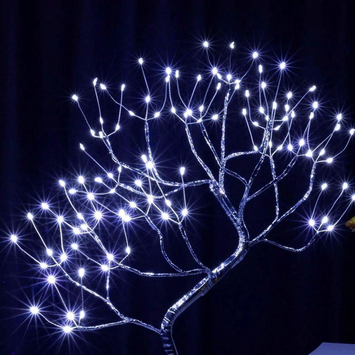 Christmas Bonsai Twig Tree Birch 108 LED Light Tabletop Lamp B/O Xmas Decor 50cm