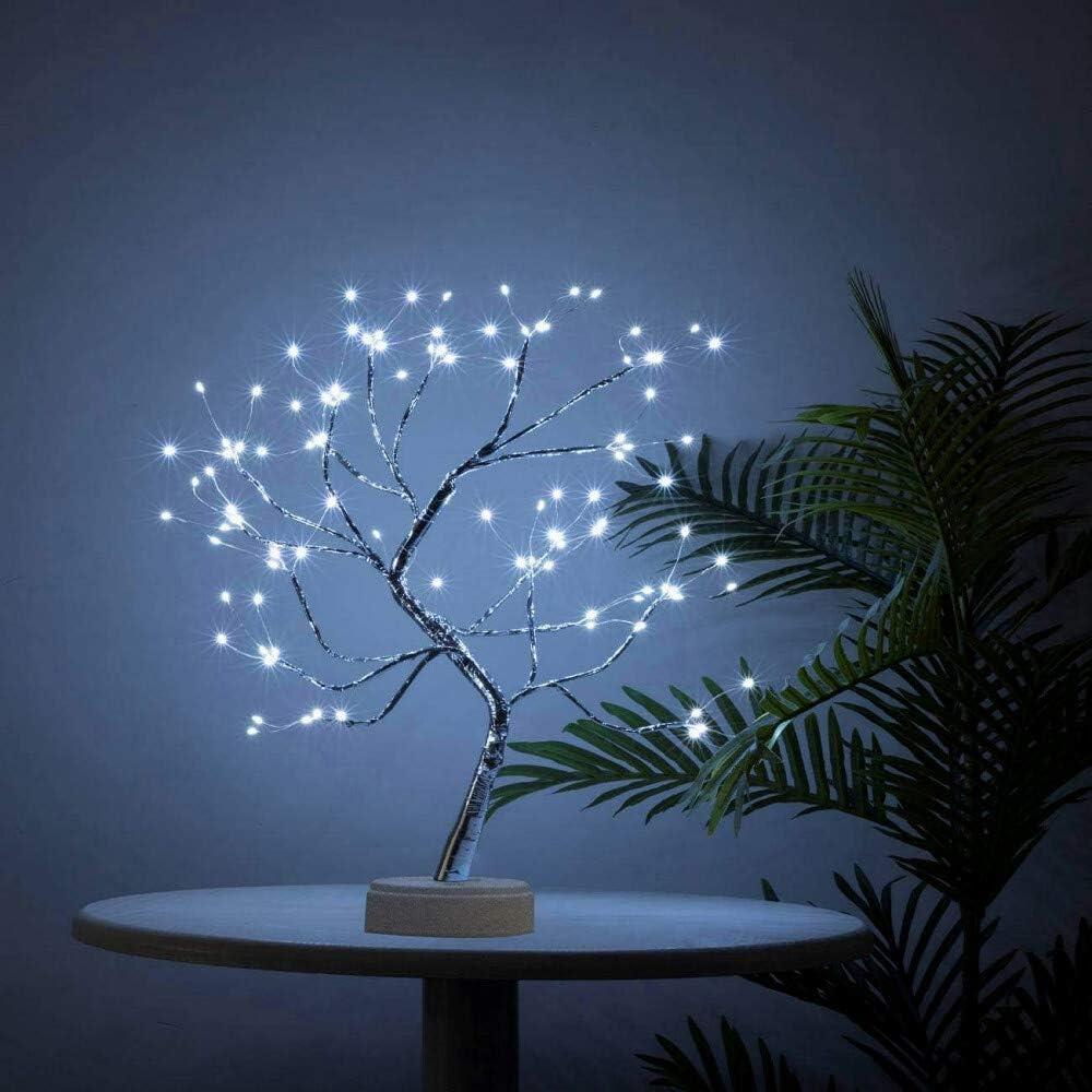 Christmas Bonsai Twig Tree Birch 108 LED Light Tabletop Lamp B/O Xmas Decor 50cm