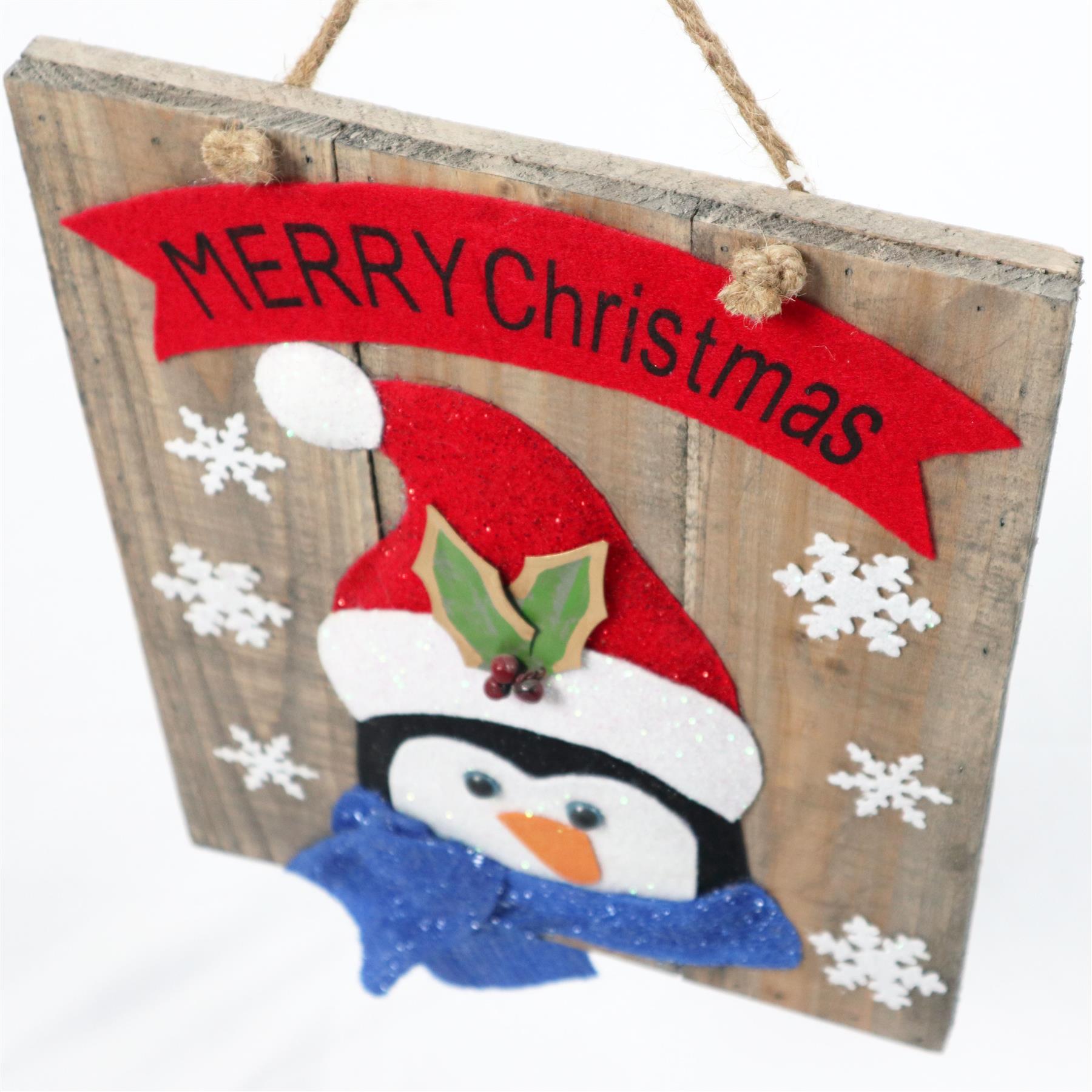 Decorative Wooden White Bulb Penguin Frame Christmas Tree Hanging Decorations