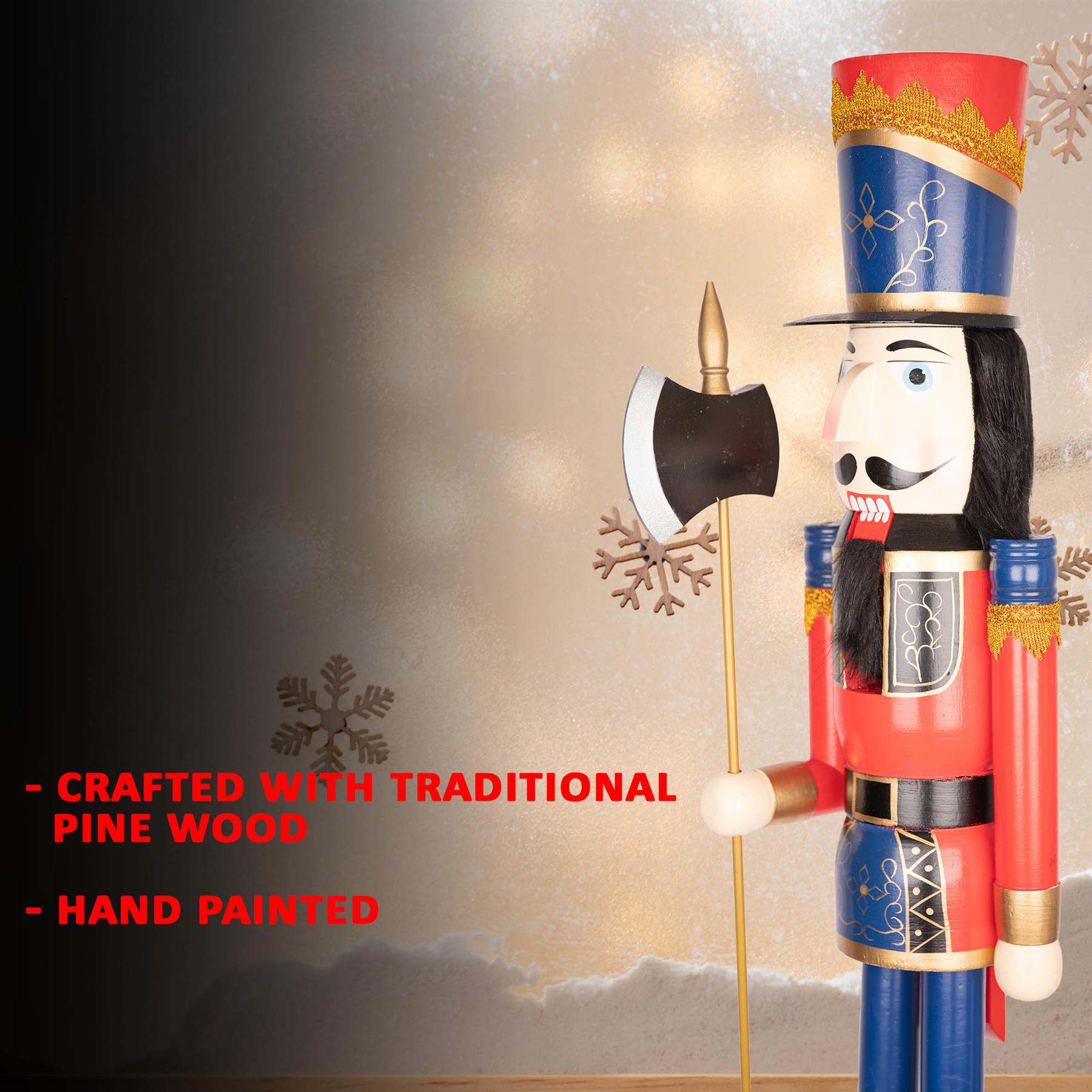 Christmas Nutcrackers Tree Wooden 120cm Figures Classic Xmas Ornament Decoration