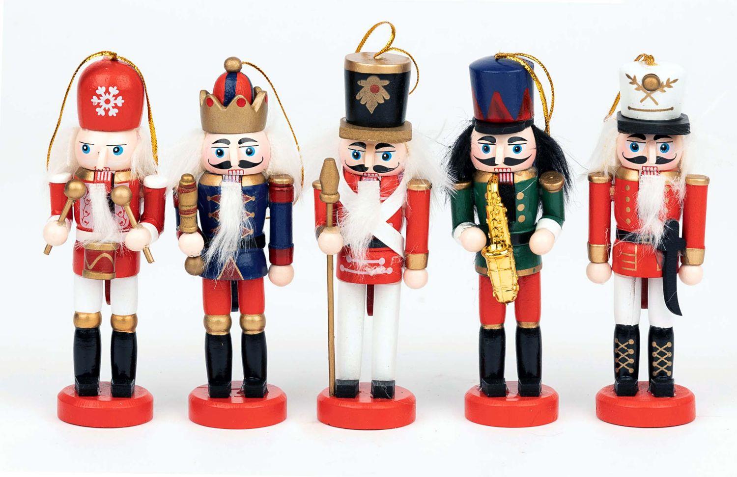 Christmas Nutcrackers Figures Wooden Xmas Decoration Ornament 13cm 5Pcs Set