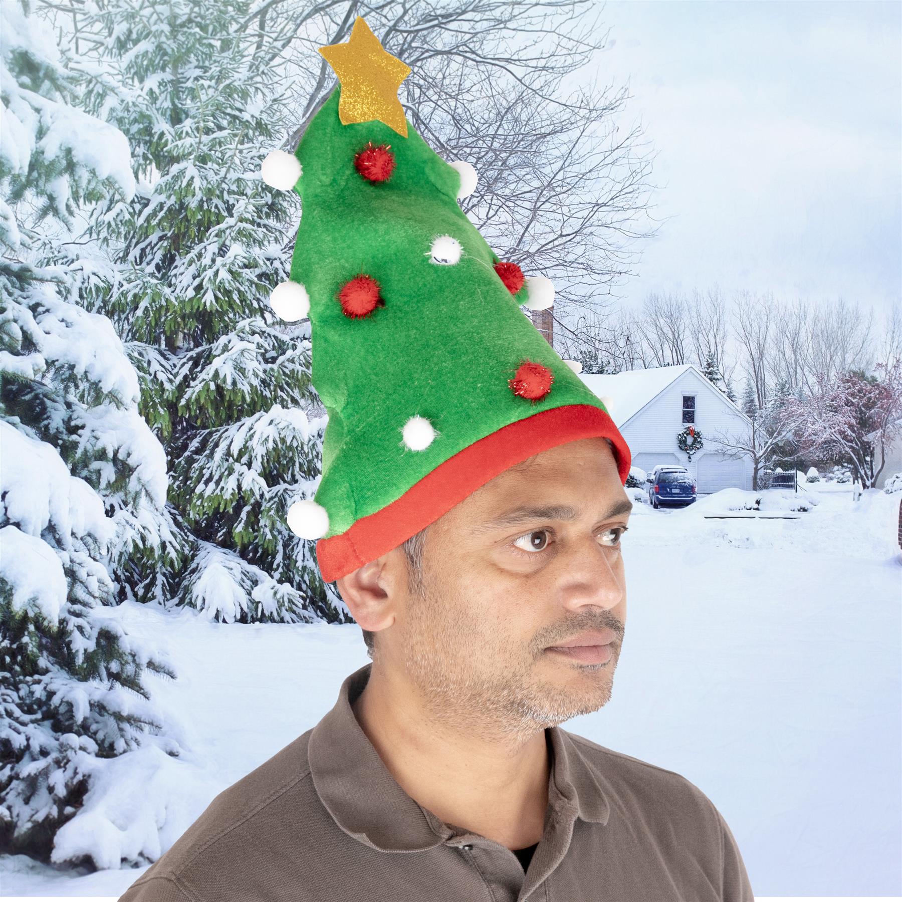 Christmas Tree Hat Fancy Dress Adult Novelty Accessory Festive Xmas Office Party