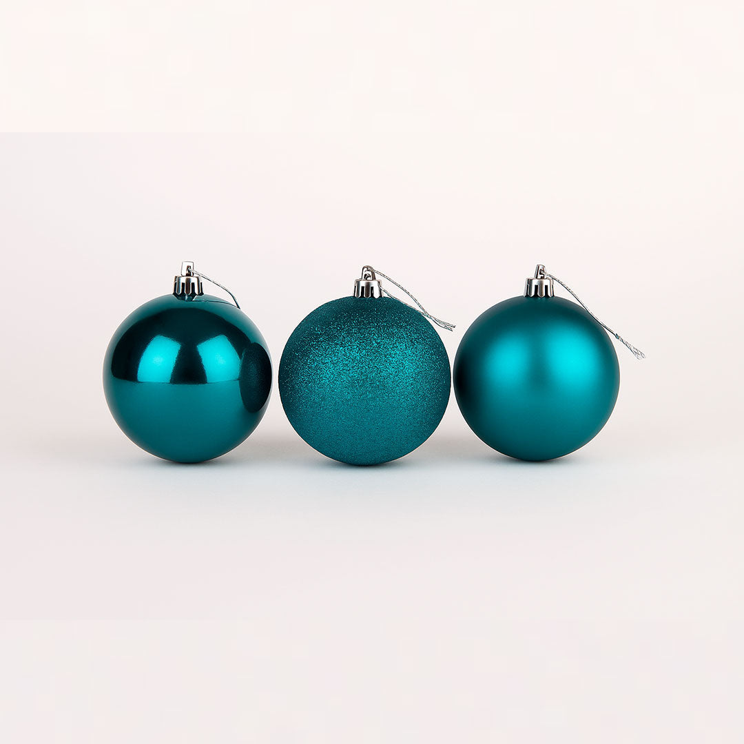 3X Christmas Baubles Tree Ornament Teal Blue Balls Xmas Hanging Decoration 10cm