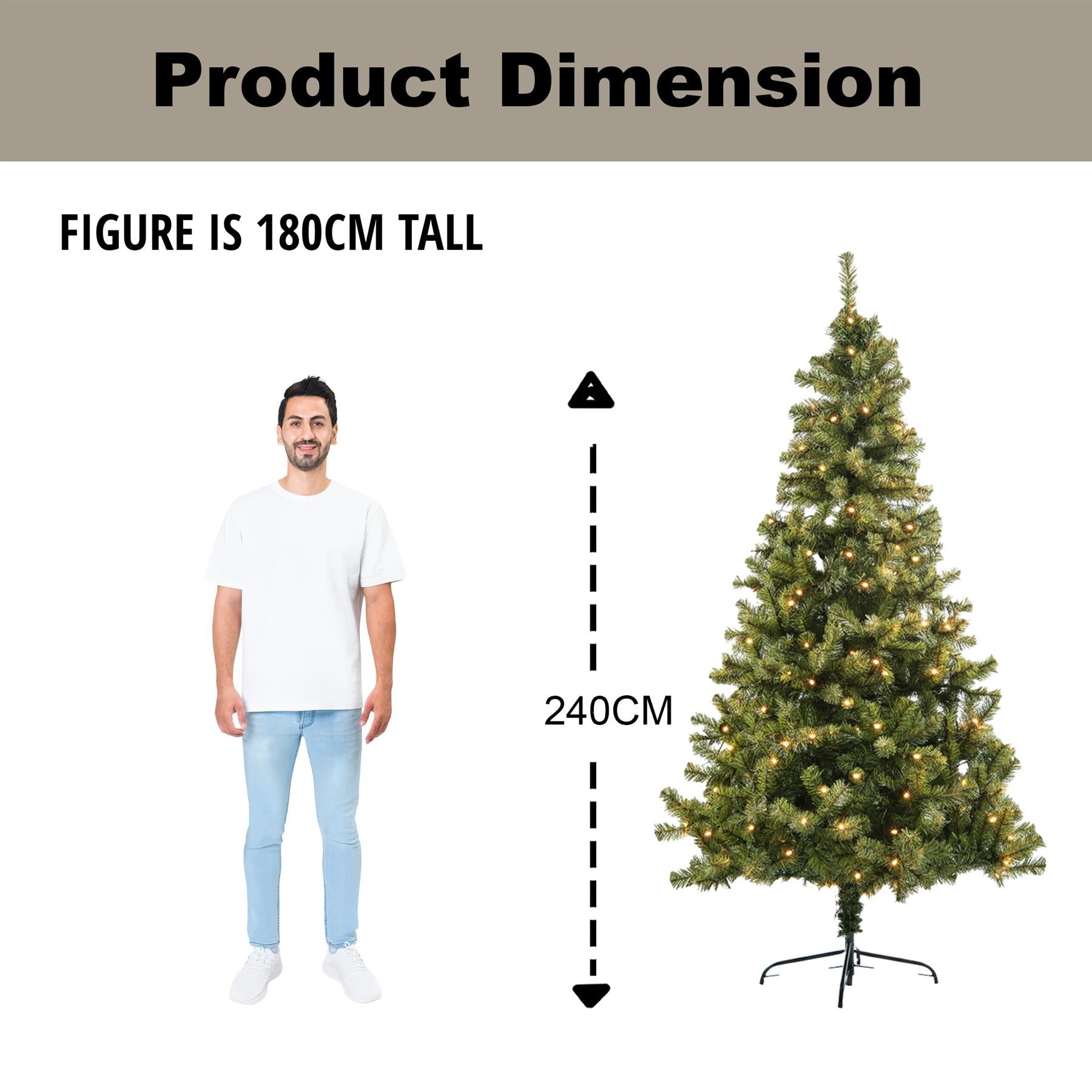 8FT Christmas Tree White Xmas Artificial Bushy Pine Outdoor Xmas Home Decoration