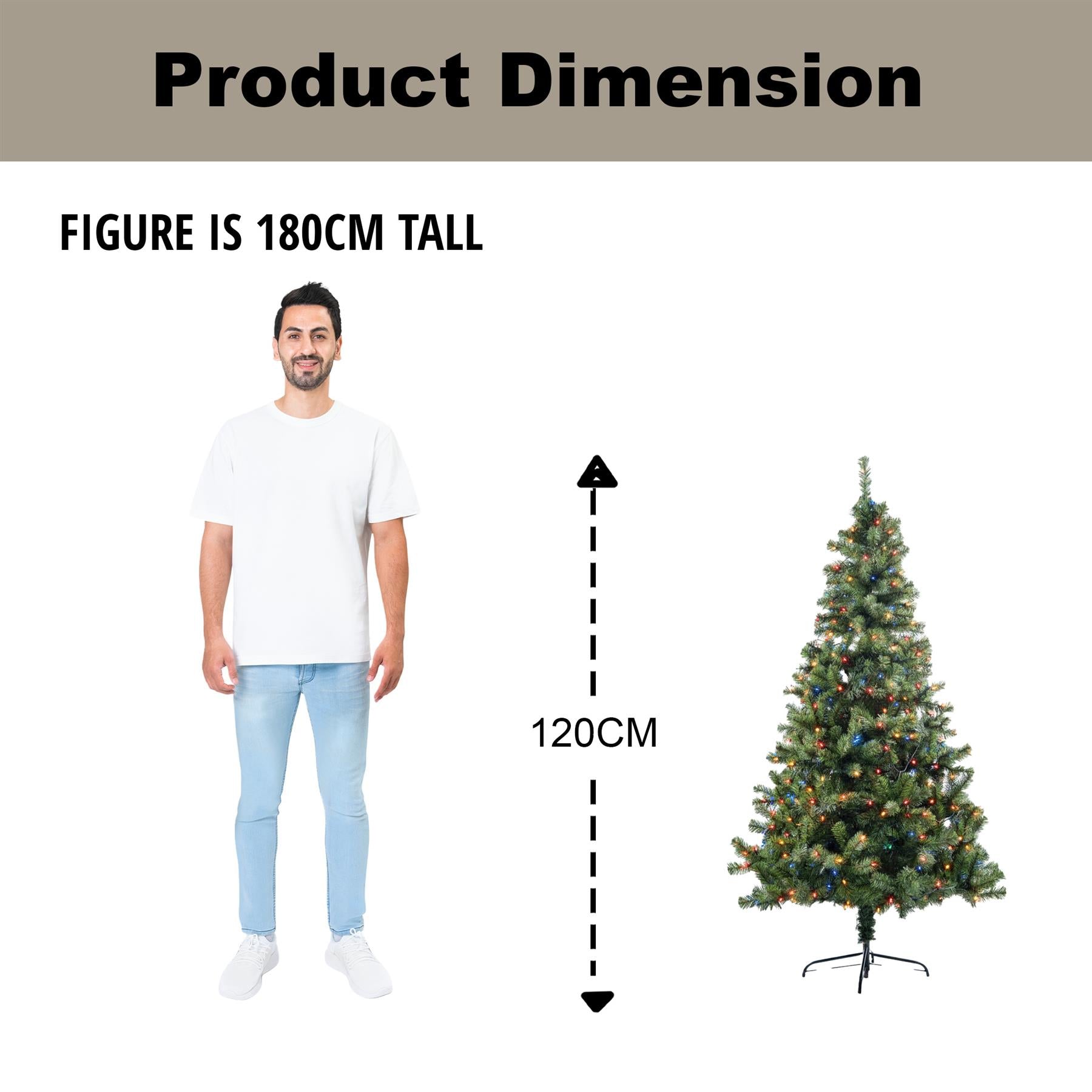 Pre-Lit Christmas Tree Green LED Lights Bushy Pine Outdoor XMAS Home Decor 4FT