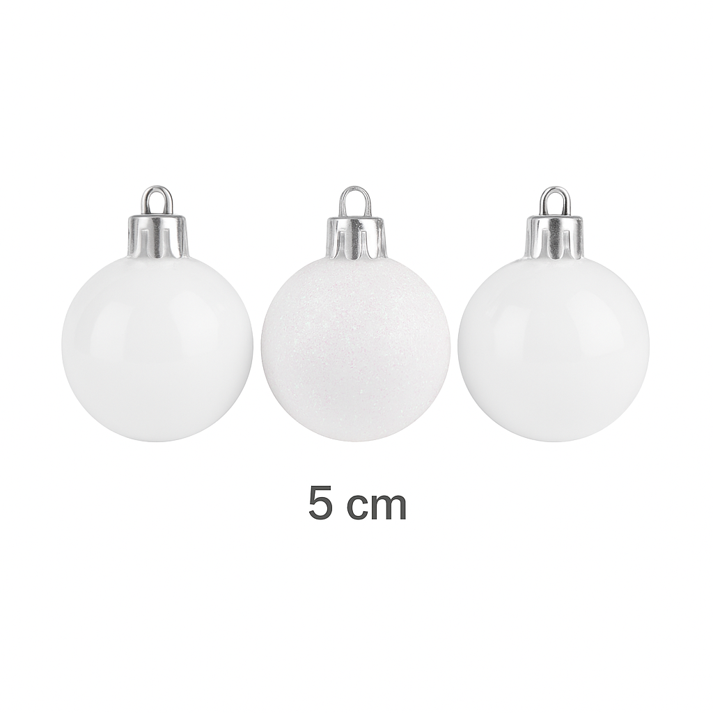 18pcs Christmas Baubles Tree Ornaments White Ball Xmas Festive Hanging Decor 5cm