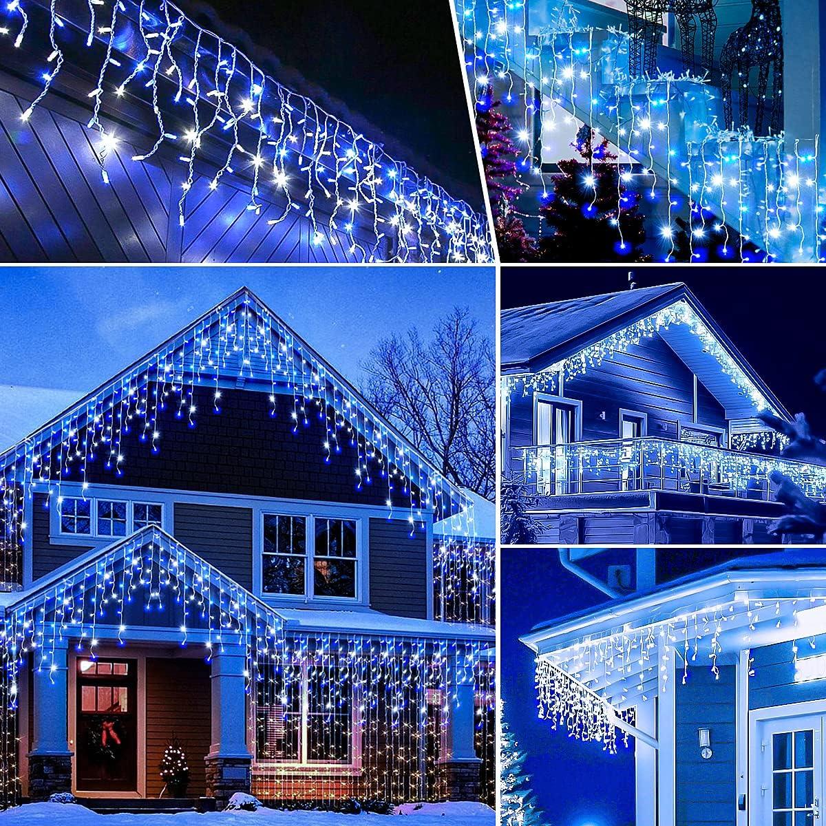 Christmas Icicle String Lights 240 White Blue LED Xmas Decoration Connectable 5m