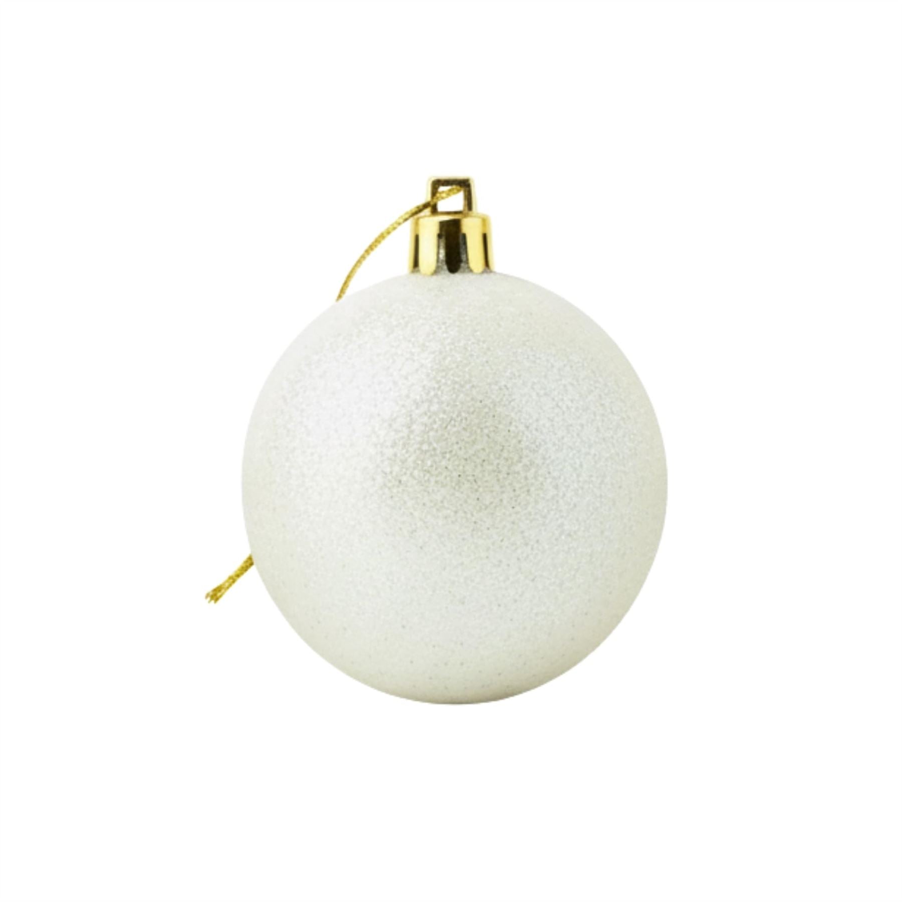 25cm White Christmas Bauble – Glitter Finish, Shatterproof
