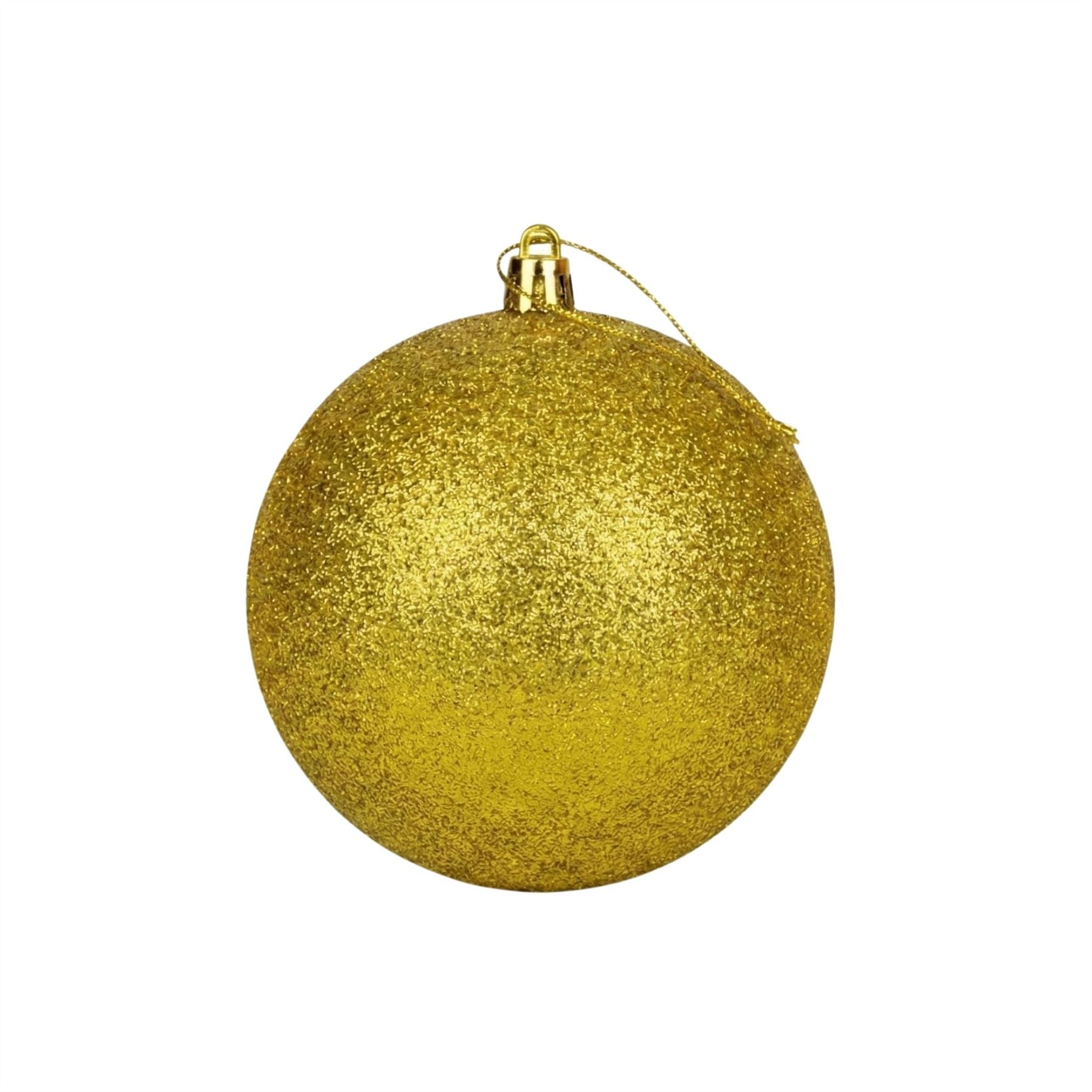 20cm Deep Gold Glitter Shatterproof Christmas Bauble – Sparkling Festive Hanging Decoration
