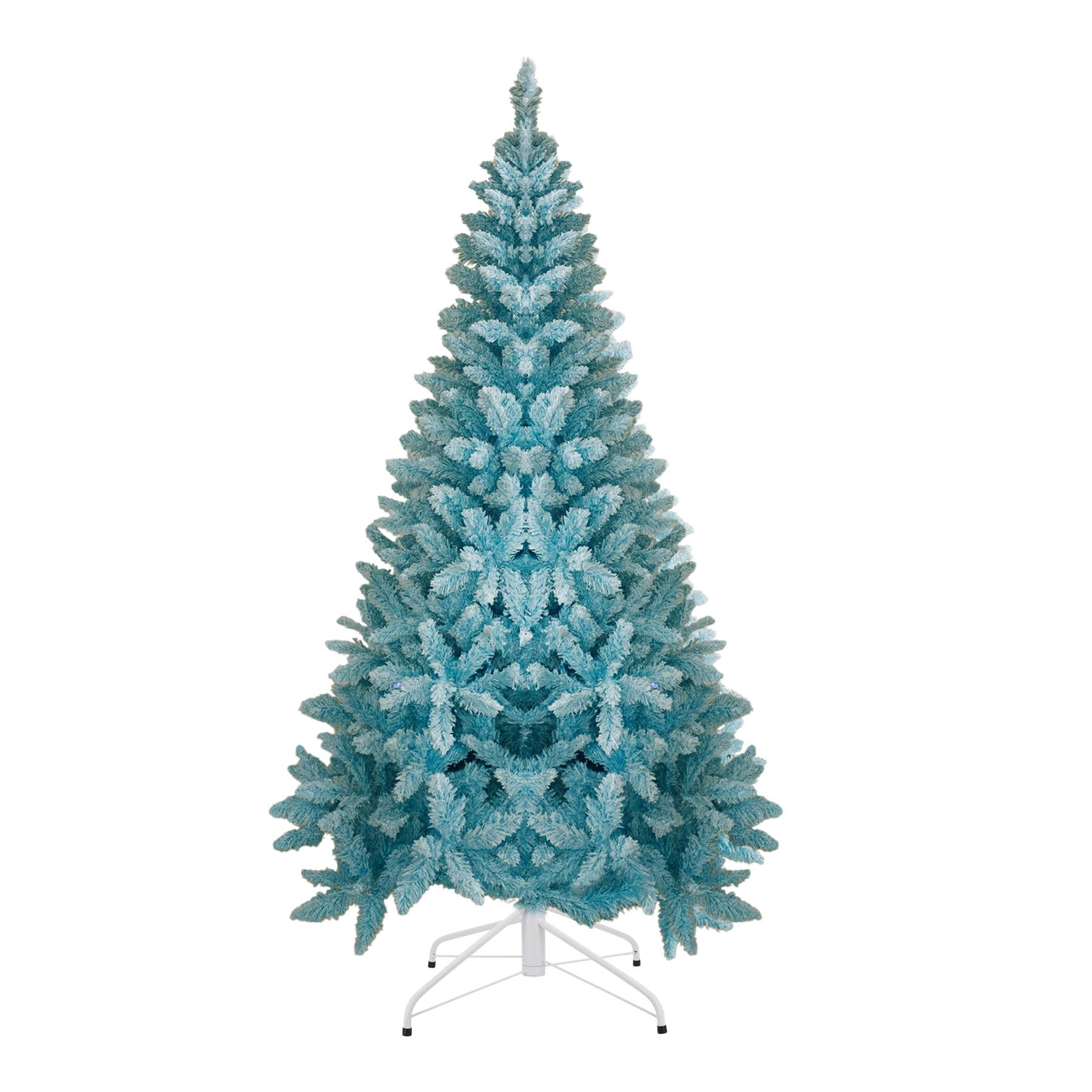 8Ft Christmas Tree Snow Flocked Blue Dusted Artificial Pine Holiday Home Decor