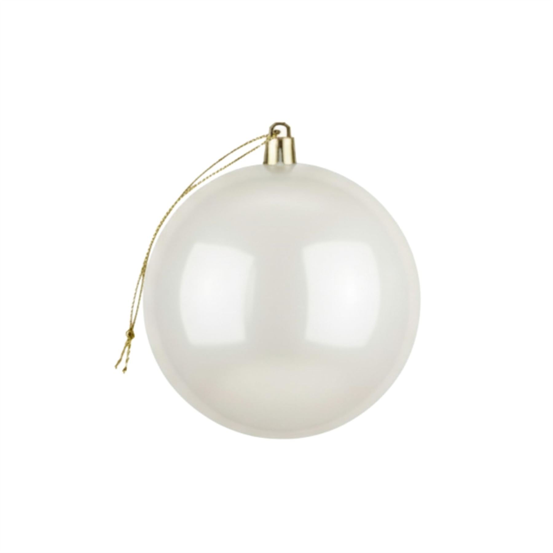 20cm White Shatterproof Christmas Bauble – Glossy Festive Hanging Decoration