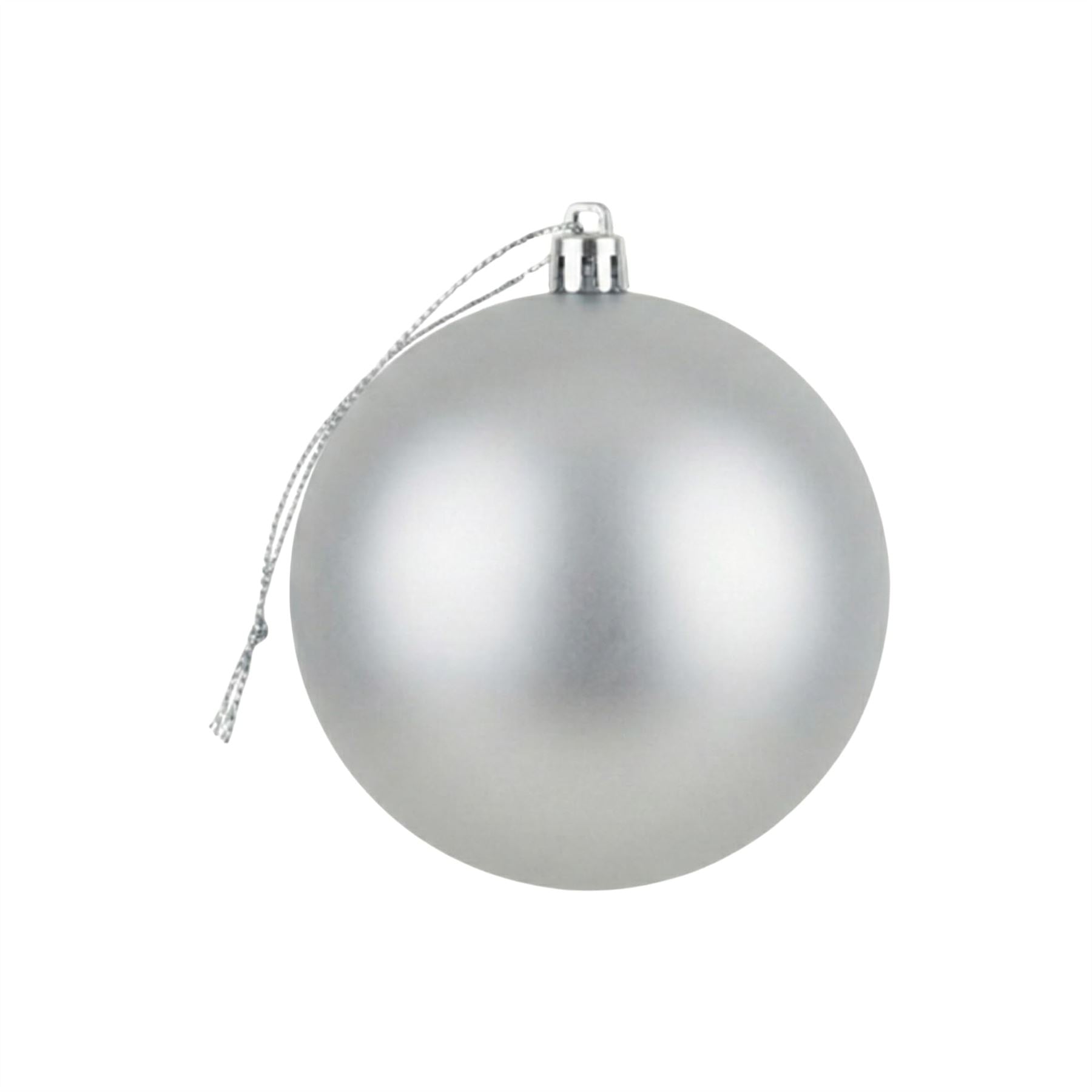 20cm Silver Matte Shatterproof Christmas Bauble – Elegant Festive Hanging Decoration