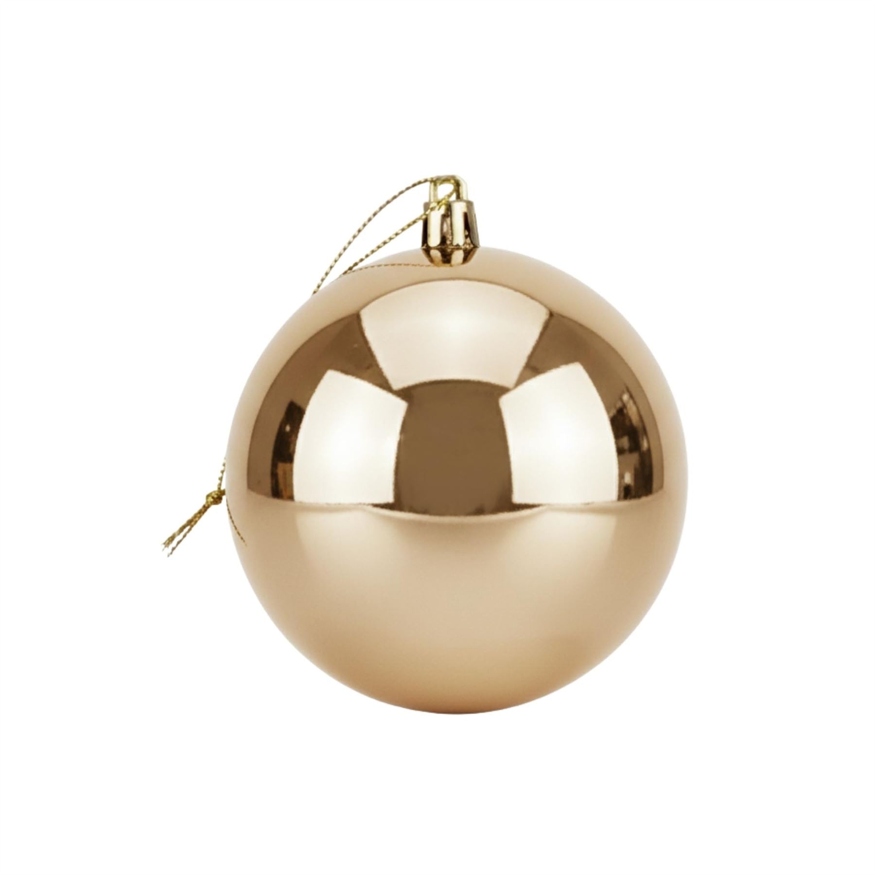 20cm Champagne Shatterproof Christmas Bauble – Glossy Festive Hanging Decoration