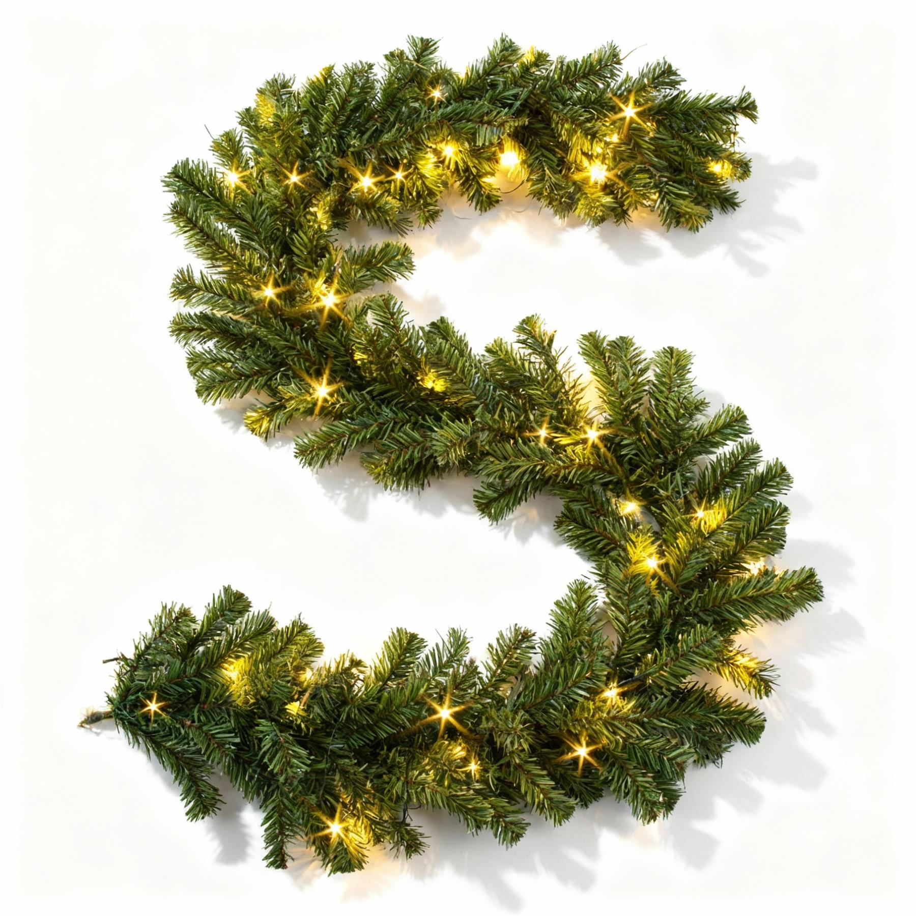 2.7m Alaskan Prelit Green Garland 70LEDs Battery Operated
