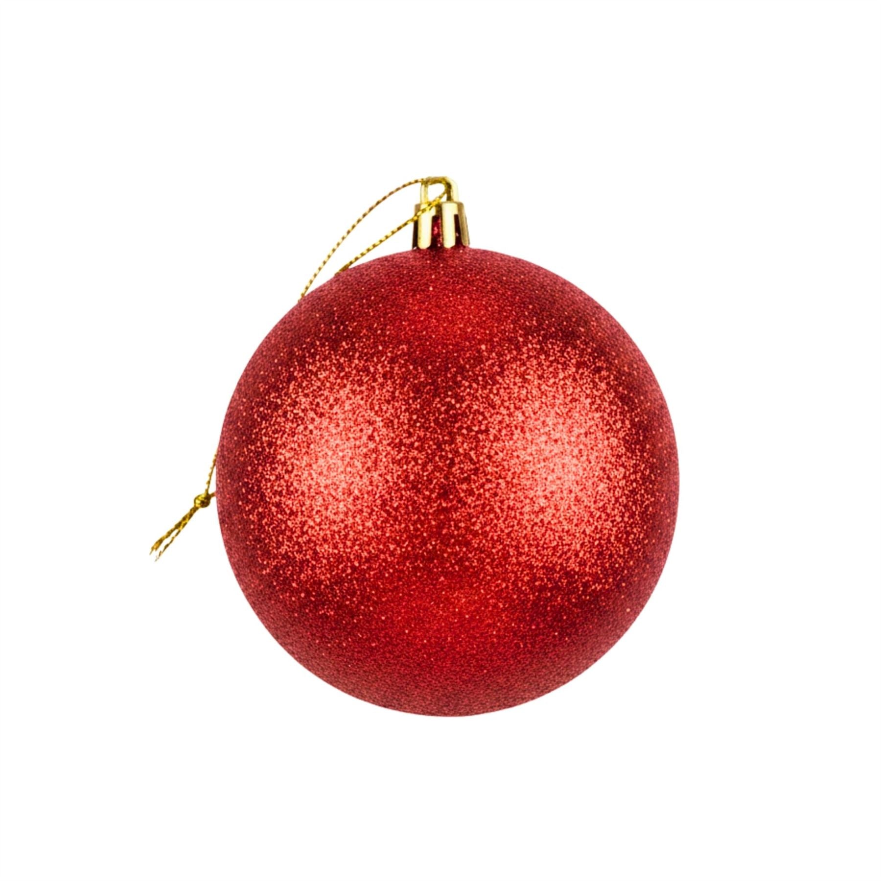 20cm Red Glitter Shatterproof Christmas Bauble – Sparkling Festive Hanging Decoration